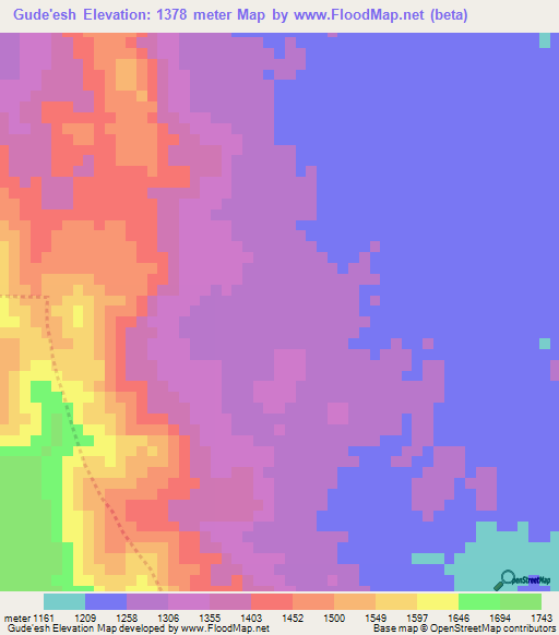 Gude'esh,Ethiopia Elevation Map