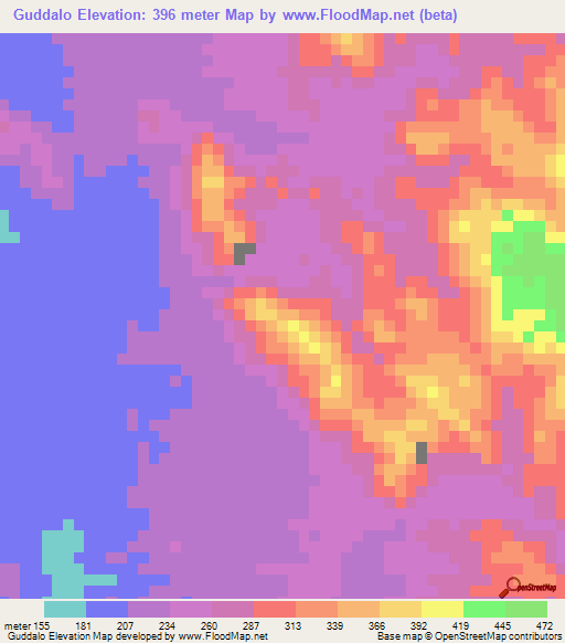 Guddalo,Ethiopia Elevation Map