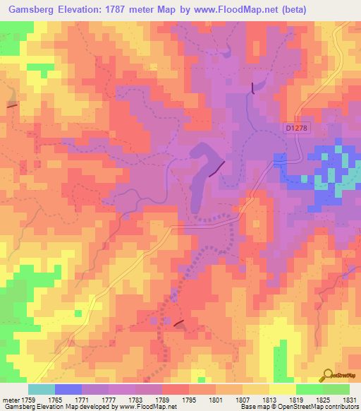 Gamsberg,Namibia Elevation Map