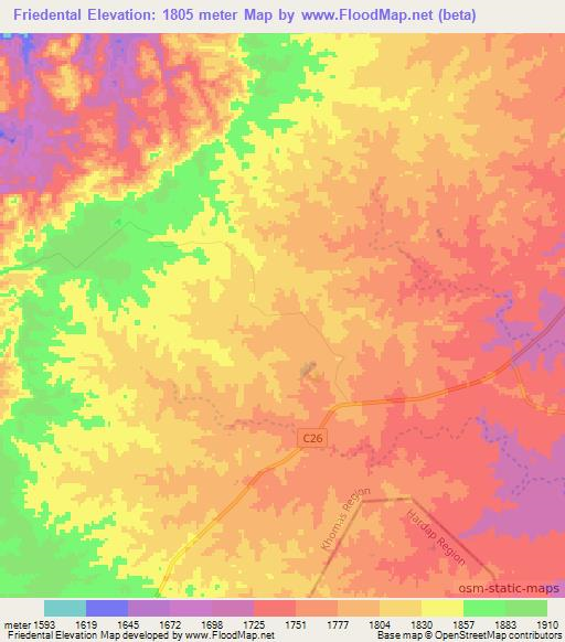 Friedental,Namibia Elevation Map