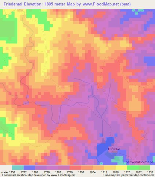 Friedental,Namibia Elevation Map