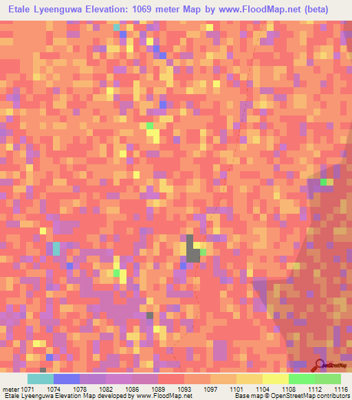Etale Lyeenguwa,Namibia Elevation Map