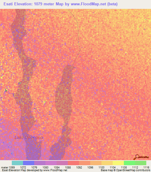 Esati,Namibia Elevation Map