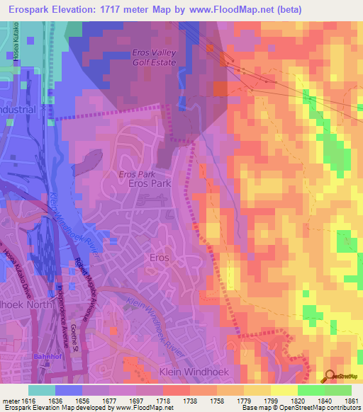 Erospark,Namibia Elevation Map