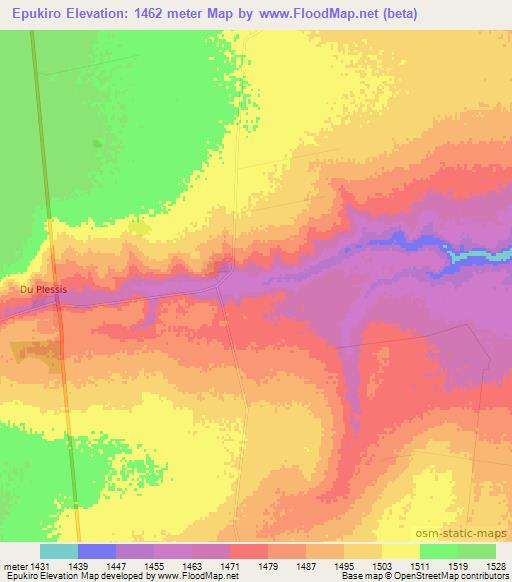 Epukiro,Namibia Elevation Map