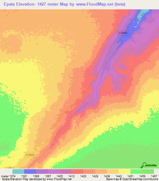Epata,Namibia Elevation Map