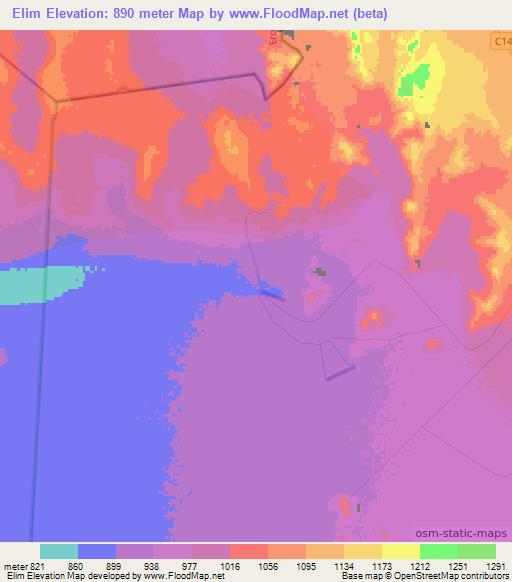 Elim,Namibia Elevation Map