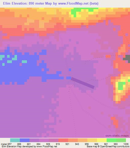 Elim,Namibia Elevation Map