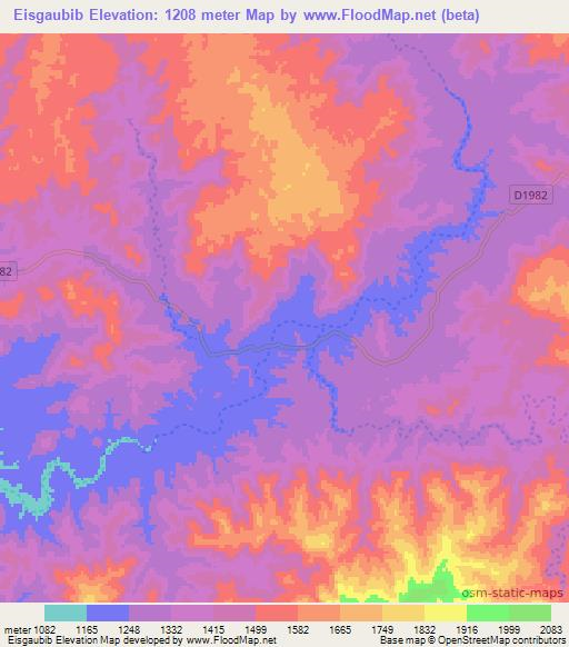 Eisgaubib,Namibia Elevation Map