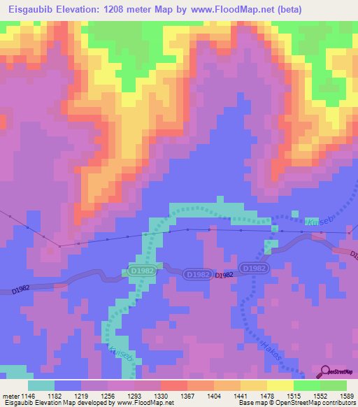 Eisgaubib,Namibia Elevation Map