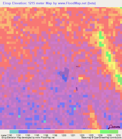 Eirup,Namibia Elevation Map