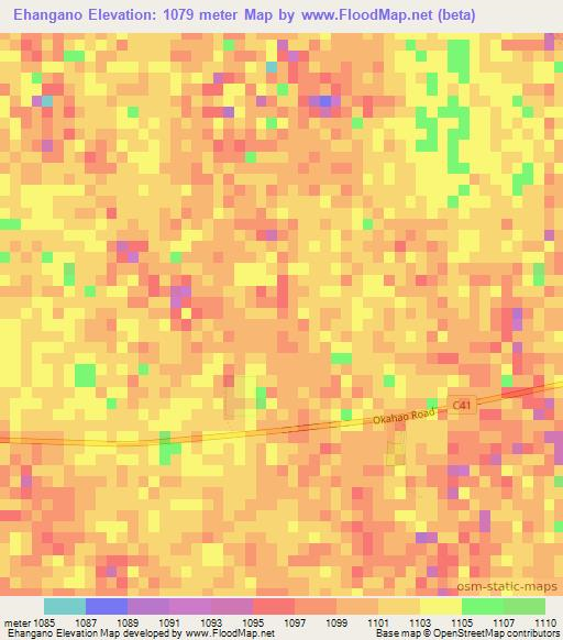 Ehangano,Namibia Elevation Map
