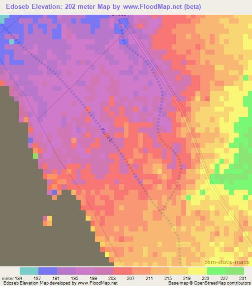 Edoseb,Namibia Elevation Map