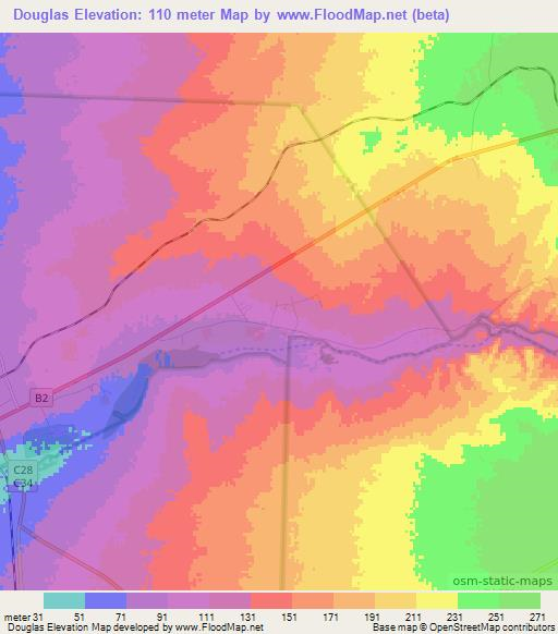 Douglas,Namibia Elevation Map