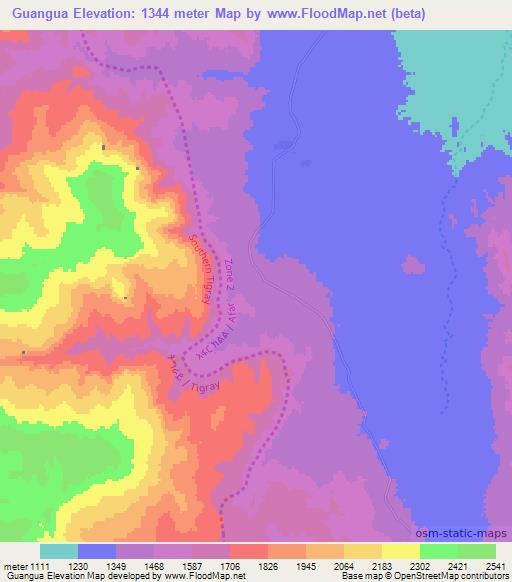 Guangua,Ethiopia Elevation Map