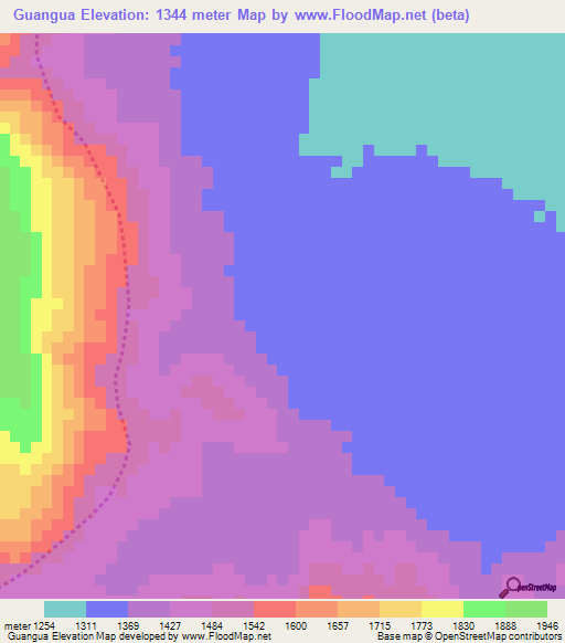 Guangua,Ethiopia Elevation Map