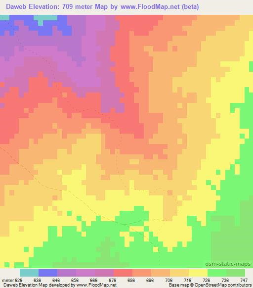 Daweb,Namibia Elevation Map