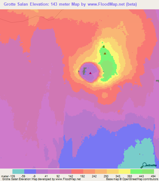 Grotte Salan,Ethiopia Elevation Map
