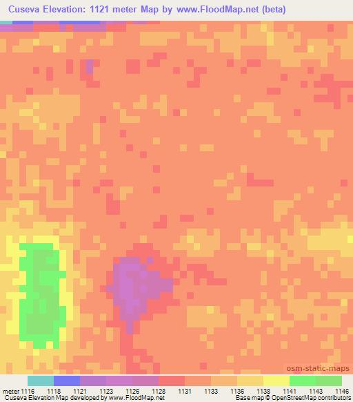 Cuseva,Namibia Elevation Map