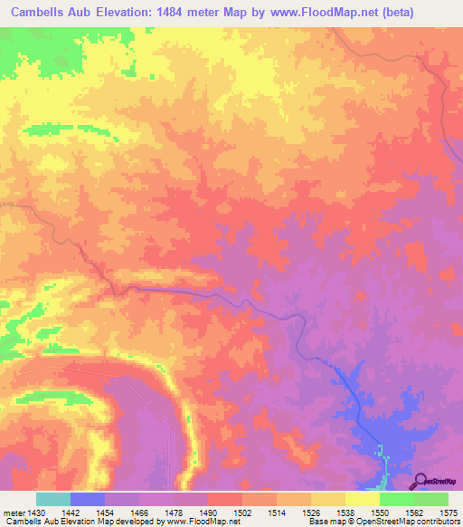 Cambells Aub,Namibia Elevation Map