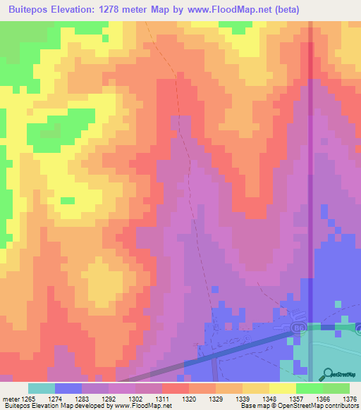 Buitepos,Namibia Elevation Map