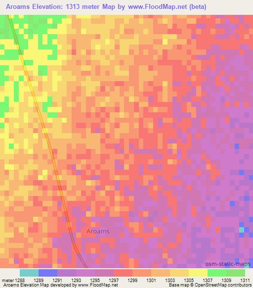 Aroams,Namibia Elevation Map