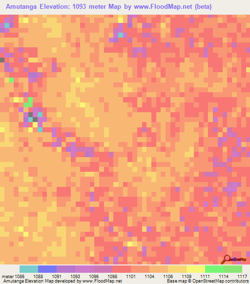 Amutanga,Namibia Elevation Map