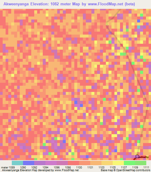 Akweenyanga,Namibia Elevation Map