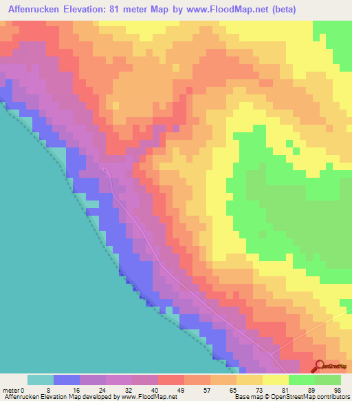 Affenrucken,Namibia Elevation Map