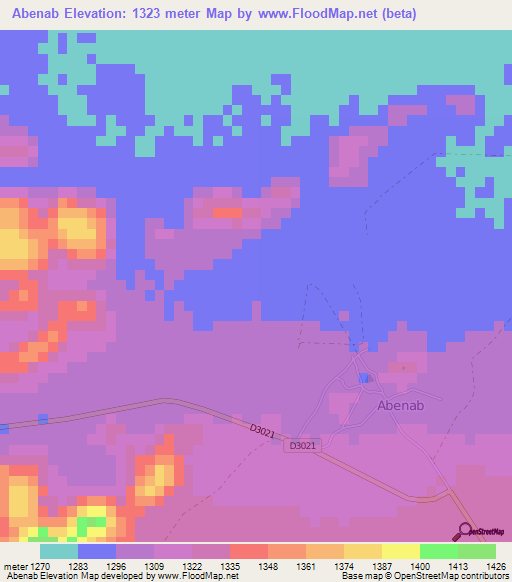Abenab,Namibia Elevation Map