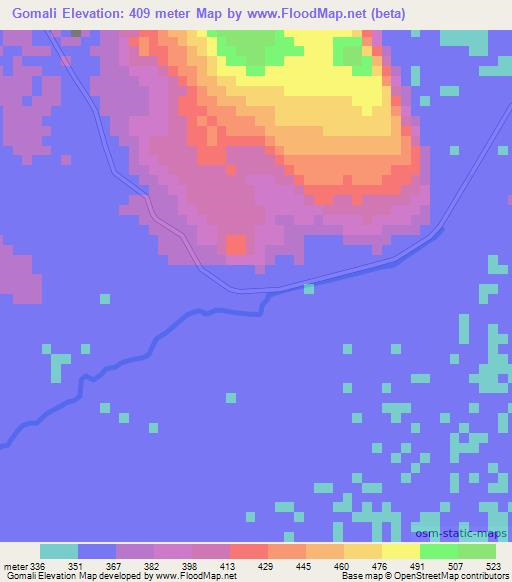 Gomali,Ethiopia Elevation Map