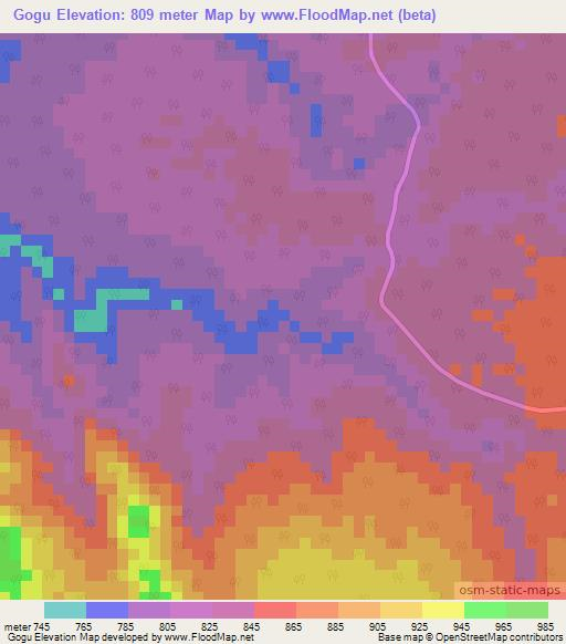 Gogu,Ethiopia Elevation Map