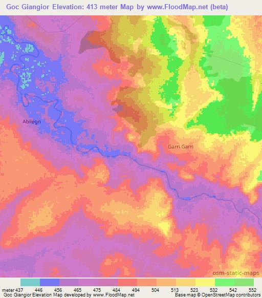 Goc Giangior,Ethiopia Elevation Map