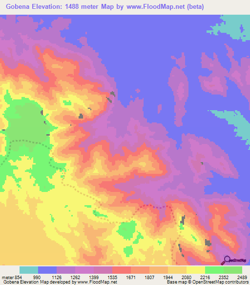 Gobena,Ethiopia Elevation Map