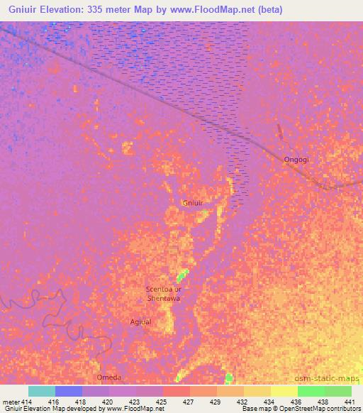 Gniuir,Ethiopia Elevation Map