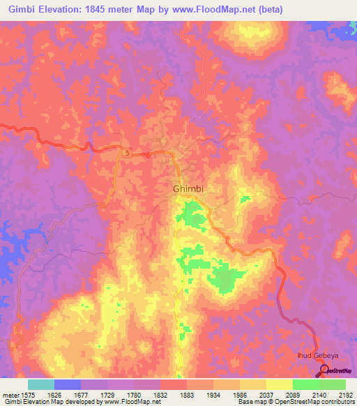 Gimbi,Ethiopia Elevation Map