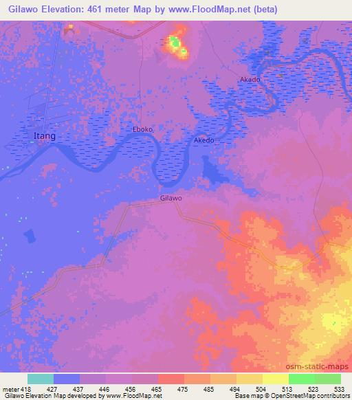 Gilawo,Ethiopia Elevation Map