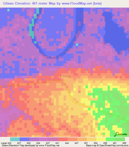 Gilawo,Ethiopia Elevation Map
