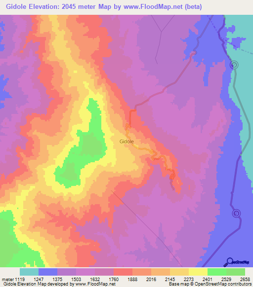 Gidole,Ethiopia Elevation Map