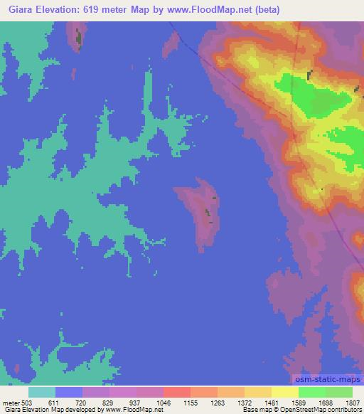 Giara,Ethiopia Elevation Map