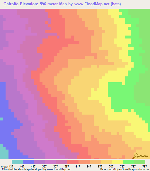 Ghiroffo,Ethiopia Elevation Map