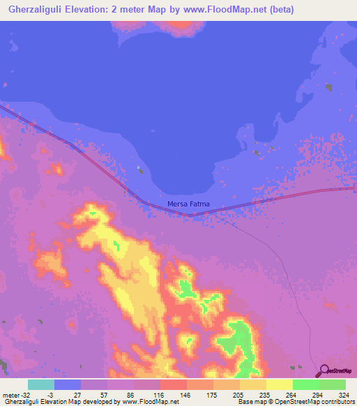 Gherzaliguli,Eritrea Elevation Map