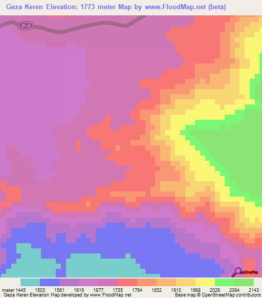 Geza Keren,Eritrea Elevation Map