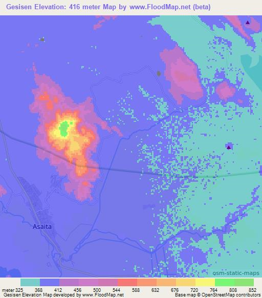Gesisen,Ethiopia Elevation Map