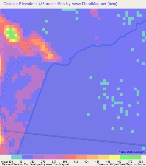 Gesisen,Ethiopia Elevation Map