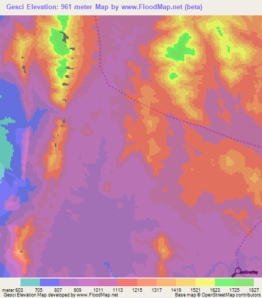 Gesci,Ethiopia Elevation Map