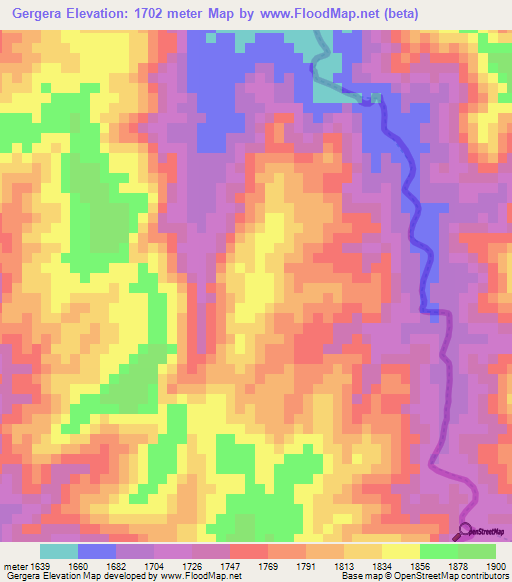 Gergera,Eritrea Elevation Map