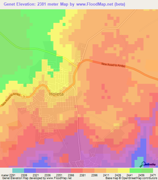 Genet,Ethiopia Elevation Map