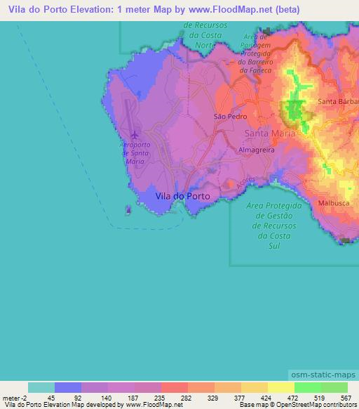 Vila do Porto,Portugal Elevation Map