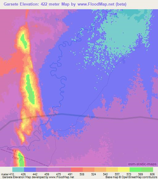 Garsete,Ethiopia Elevation Map